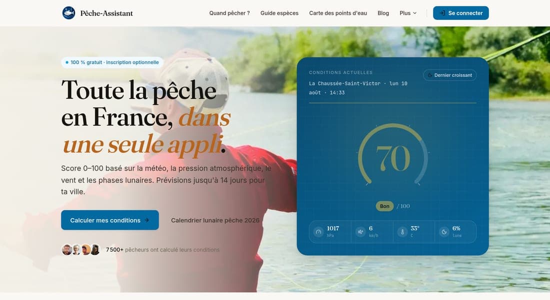Aperçu desktop de Pêche Assistant