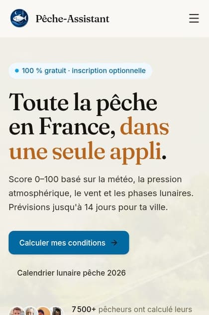 Aperçu mobile de Pêche Assistant